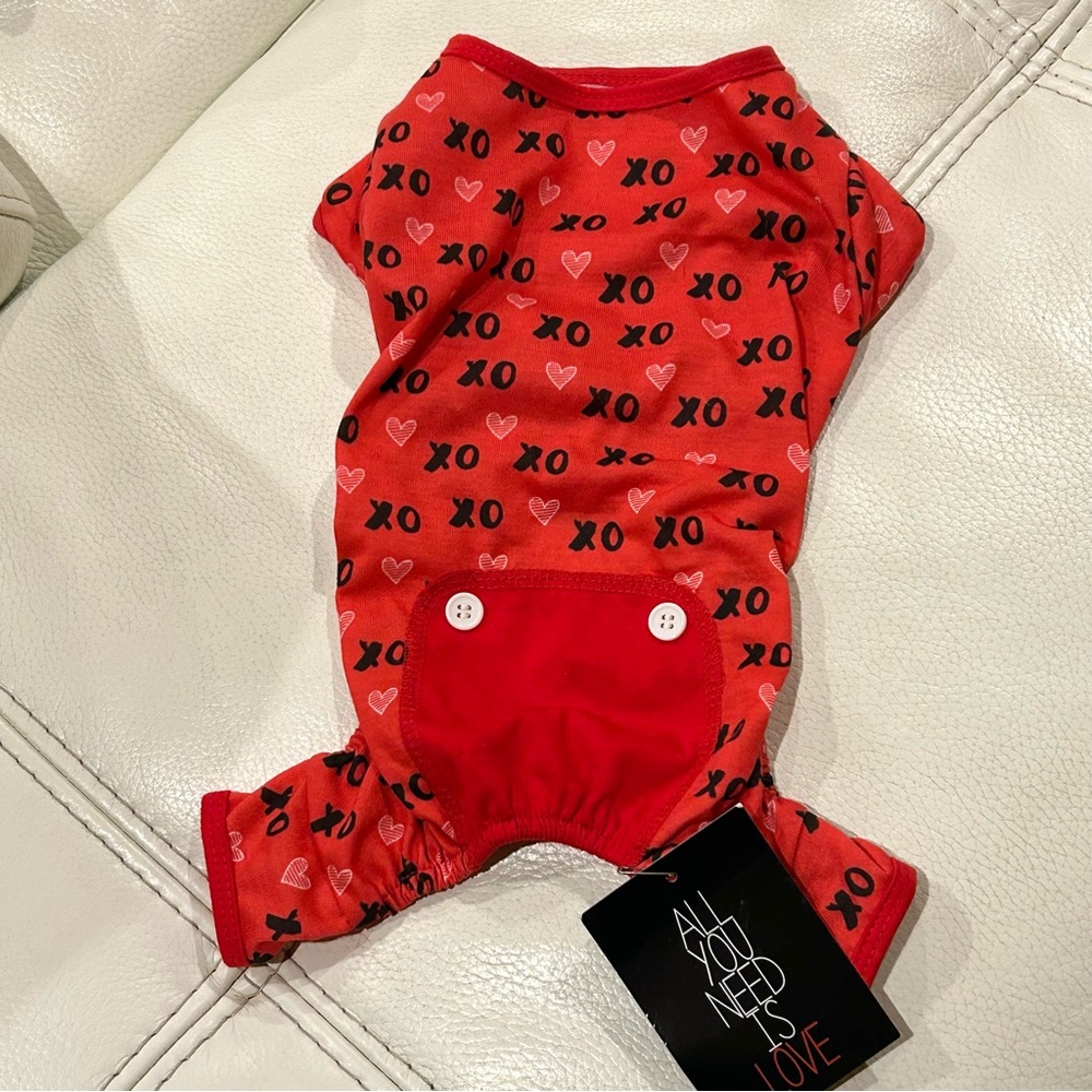NWT All You Need Is Love red dog onsie